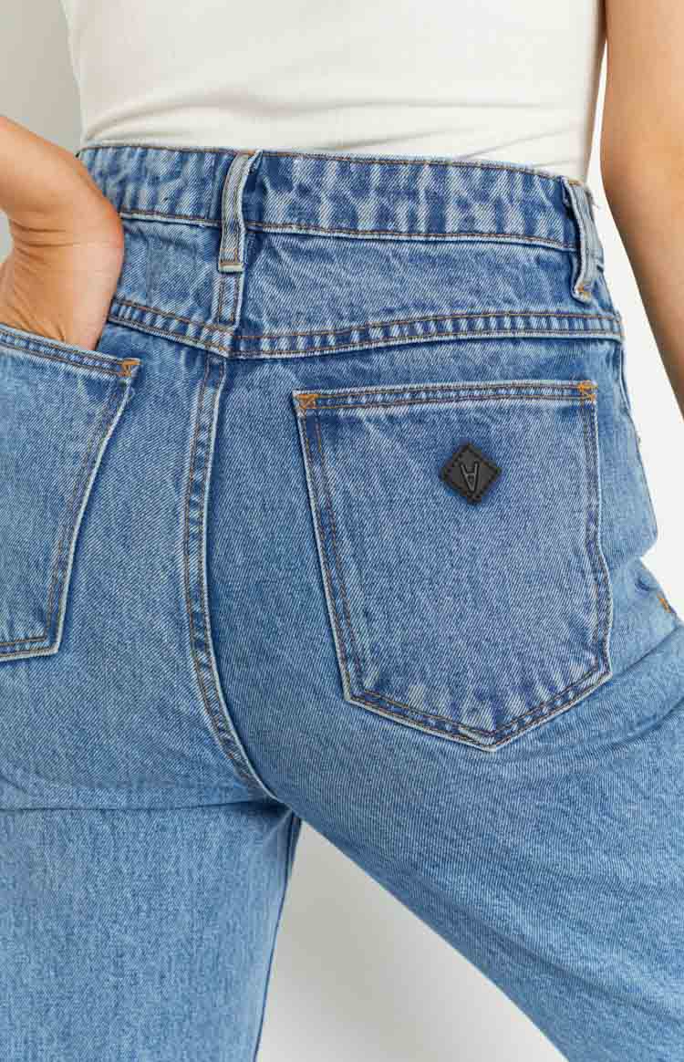 ABRAND A 94 High Straight Georgia Rip Blue Jeans — 7