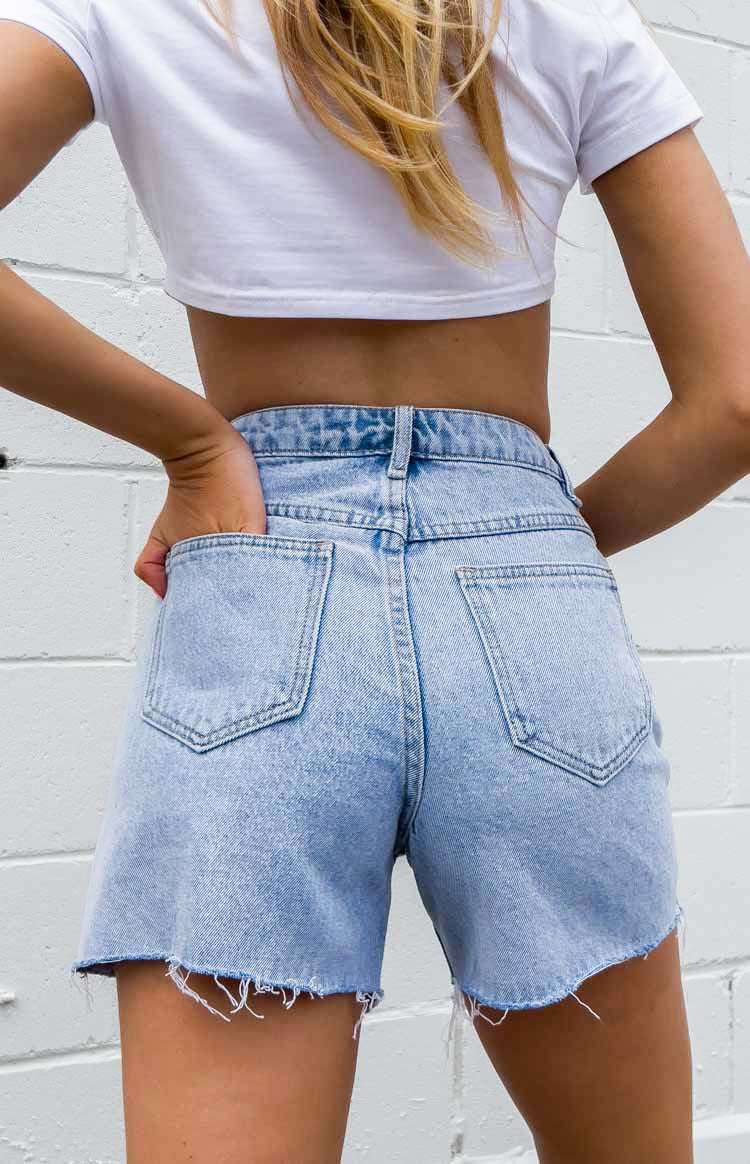 Sundae Blue Denim Asymmetric Shorts — 8