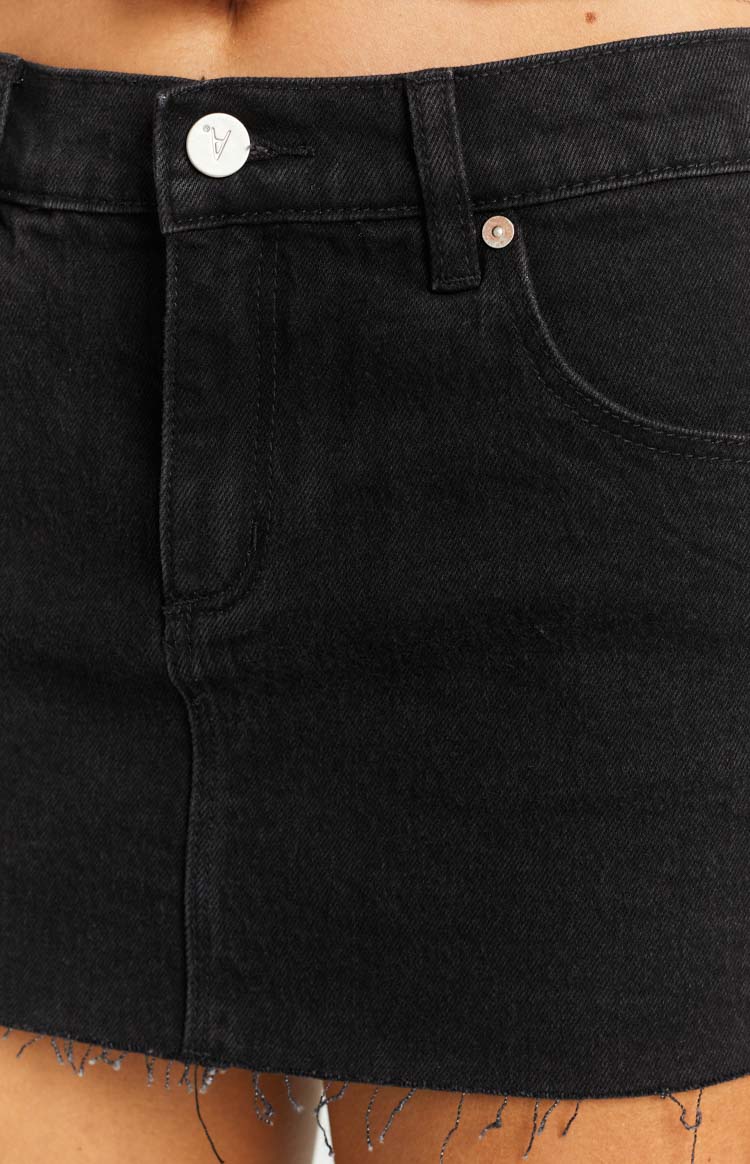 Abrand A 99 Washed Black Low Mini Skirt — 7