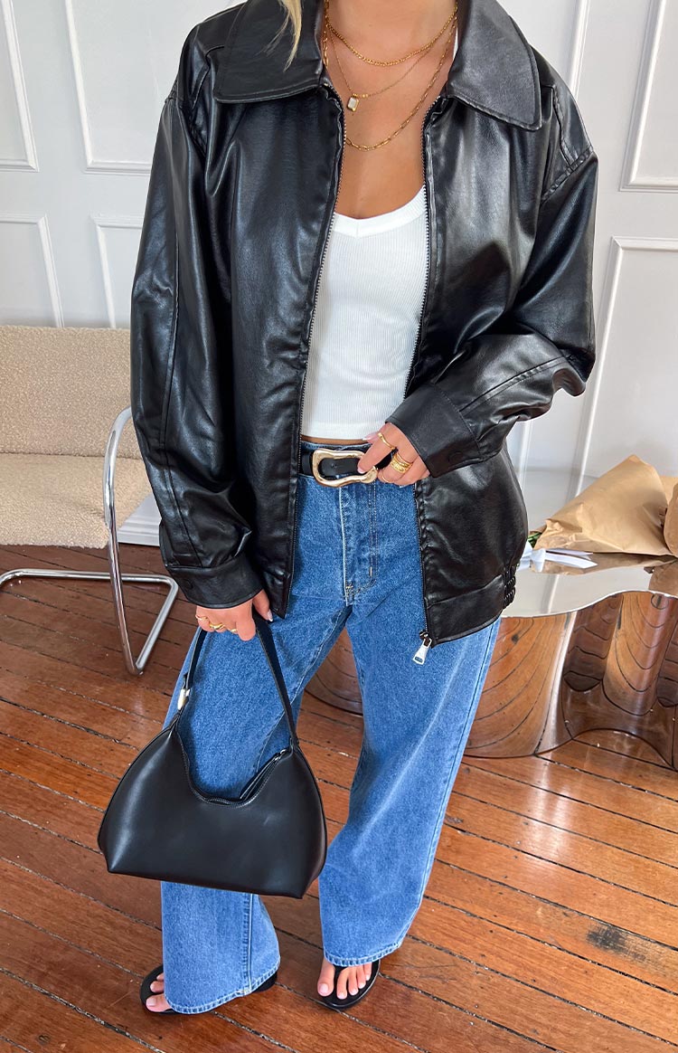 Abbi PU Black Bomber Jacket — 15