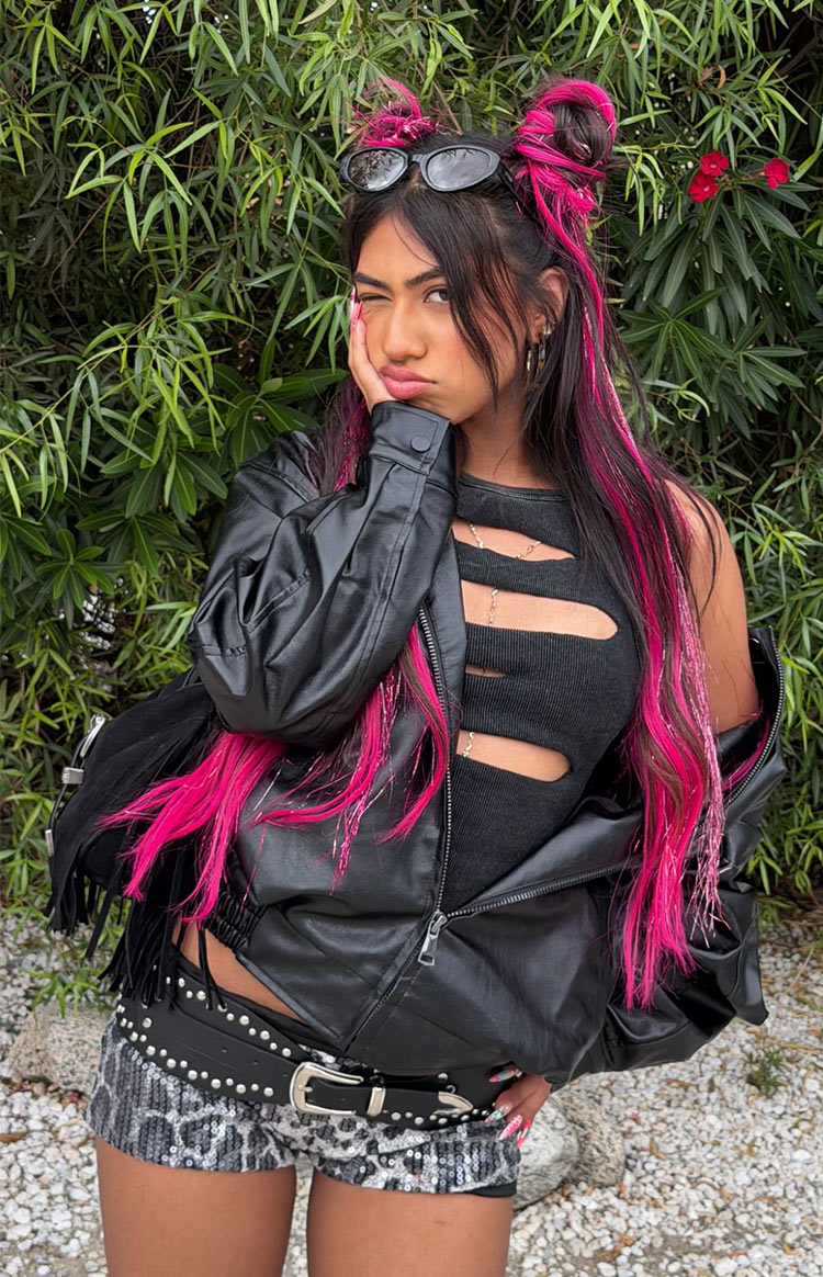 Abbi PU Black Bomber Jacket — 3
