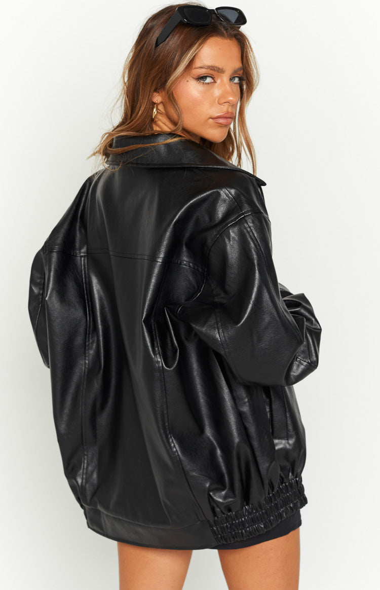 Abbi PU Black Bomber Jacket — 7