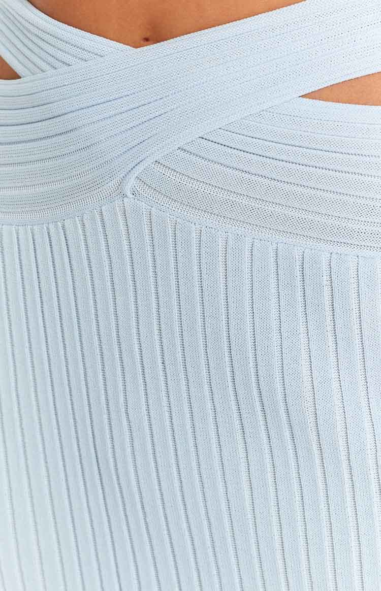 Mylah Blue Rib Knit Midi Skirt — 7
