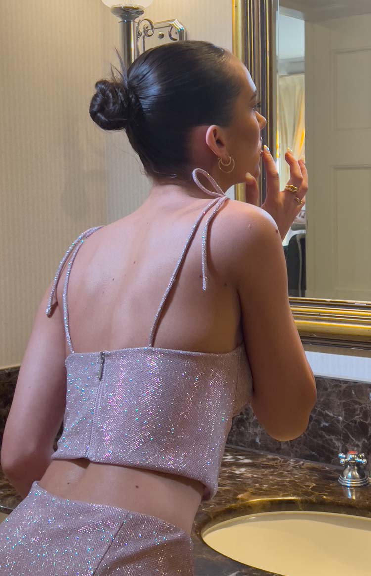 Rosa Pink Tie Shoulder Corset Top — 1