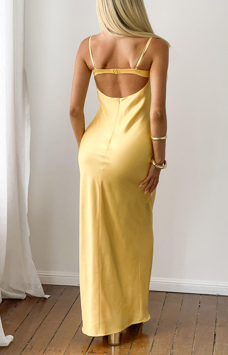 Mariana Yellow Lace Bust Midi Dress — 4