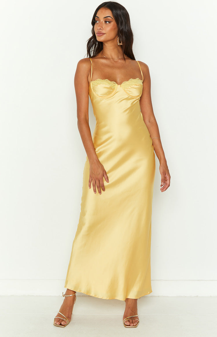 Mariana Yellow Lace Bust Midi Dress — 5
