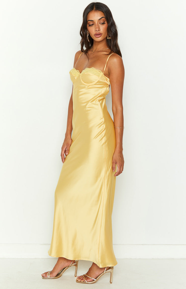 Mariana Yellow Lace Bust Midi Dress — 6