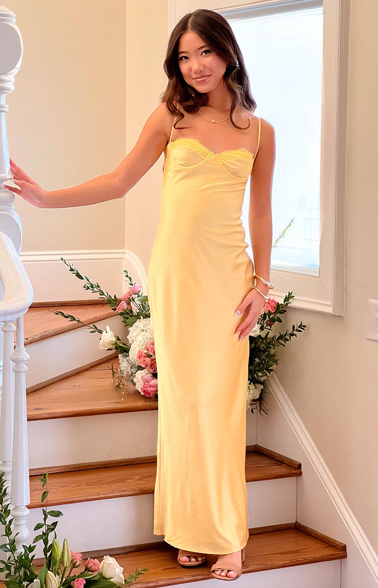 Mariana Yellow Lace Bust Midi Dress — 9