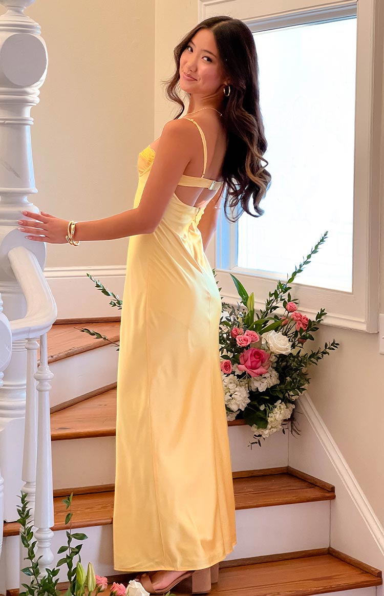 Mariana Yellow Lace Bust Midi Dress — 10