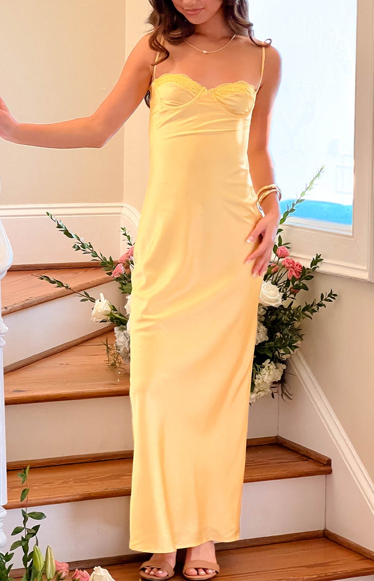 Mariana Yellow Lace Bust Midi Dress — 11