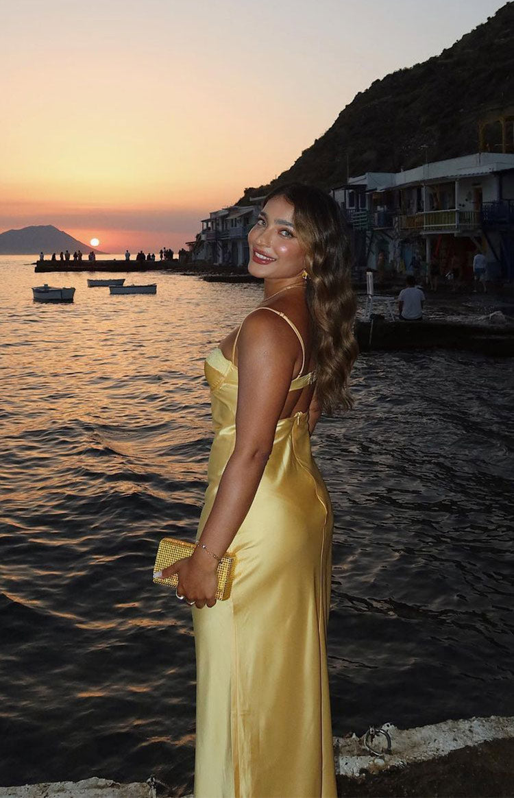 Mariana Yellow Lace Bust Midi Dress — 14