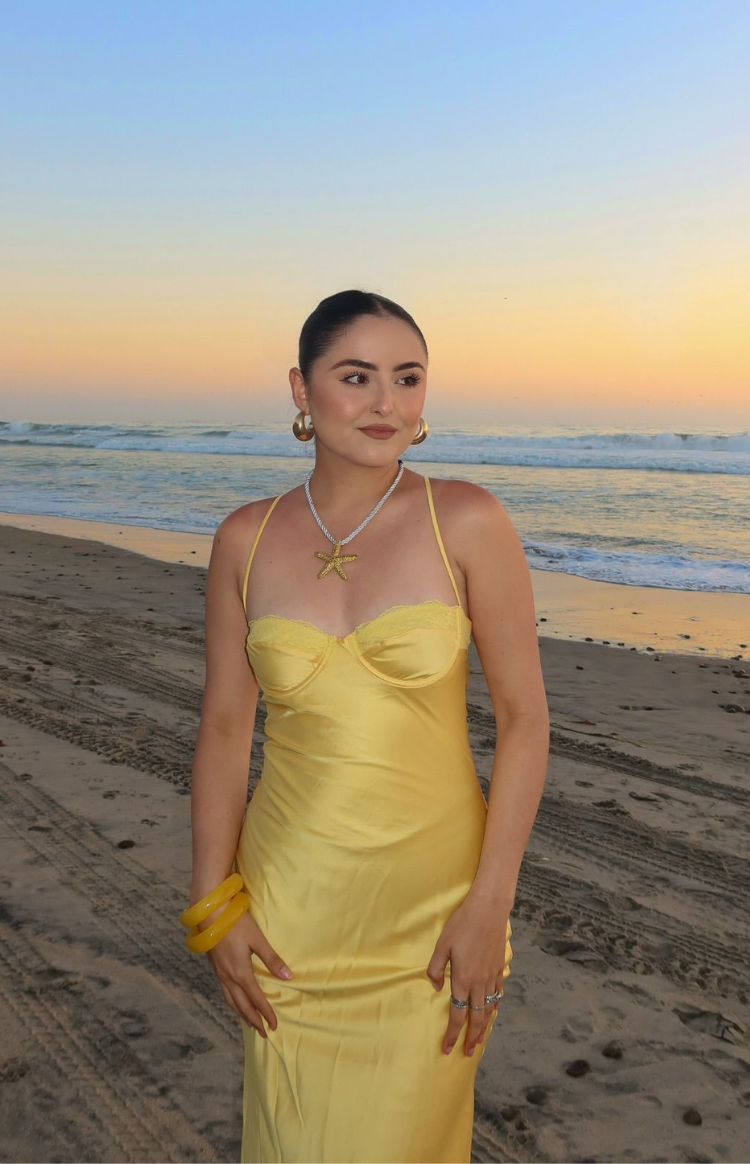 Mariana Yellow Lace Bust Midi Dress — 18
