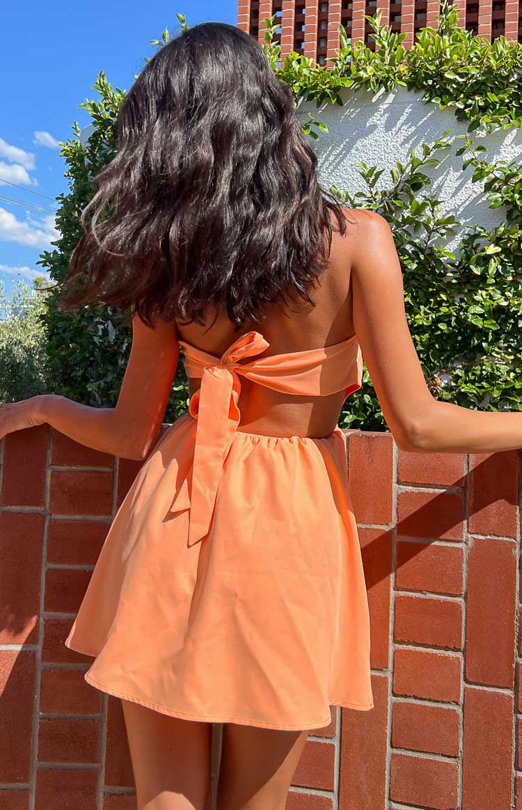 Cora Orange Tie Back Mini Dress — 1