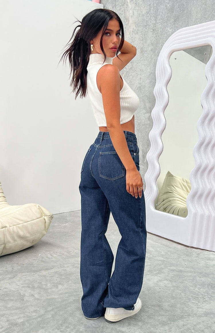 Essie Dark Blue Straight Leg Jeans — 7