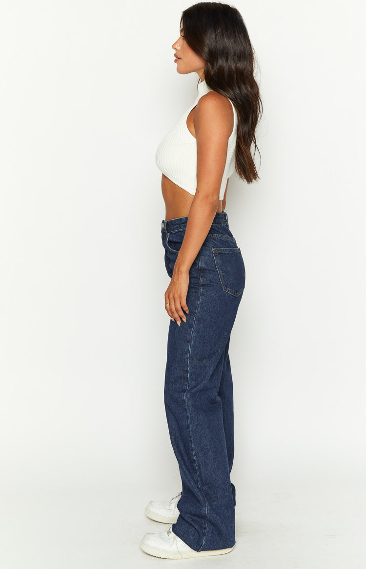 Essie Dark Blue Straight Leg Jeans — 4