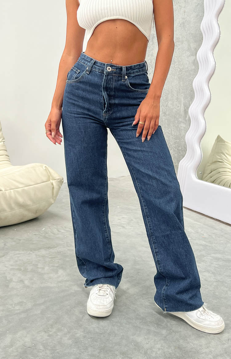 Essie Dark Blue Straight Leg Jeans — 1