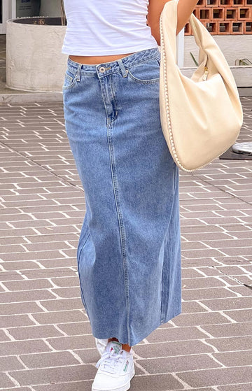 Isla Blue Denim Midi Skirt — 1