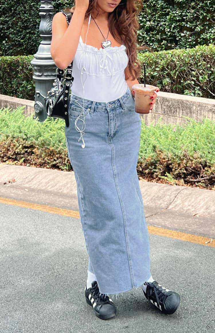 Isla Blue Denim Midi Skirt — 8