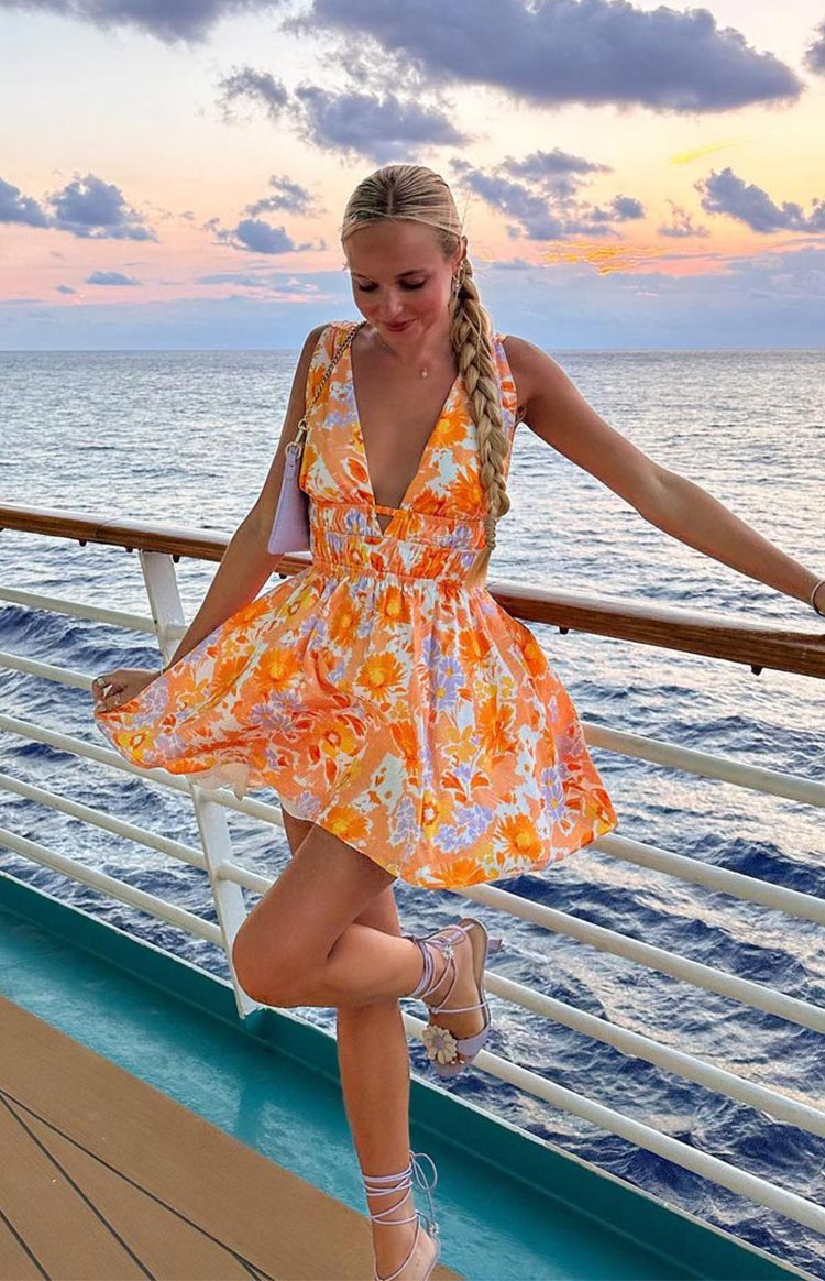 Genovia Orange Floral Mini Dress — 7