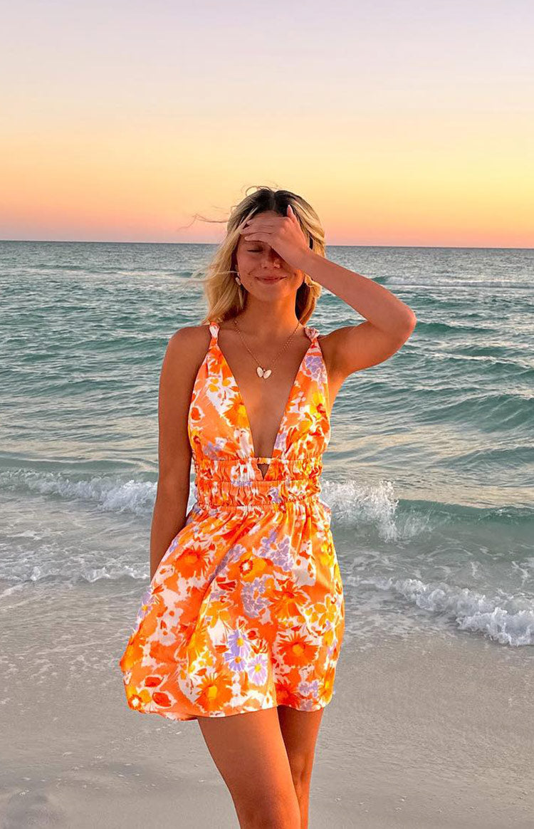 Genovia Orange Floral Mini Dress — 8