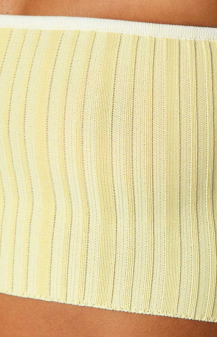 Pia Yellow Contrast Bind Knit Tube Top — 6