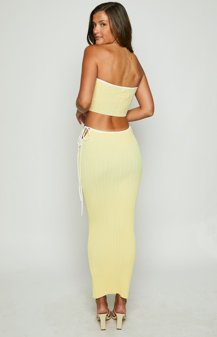 Pia Yellow Contrast Bind Knit Tube Top — 4