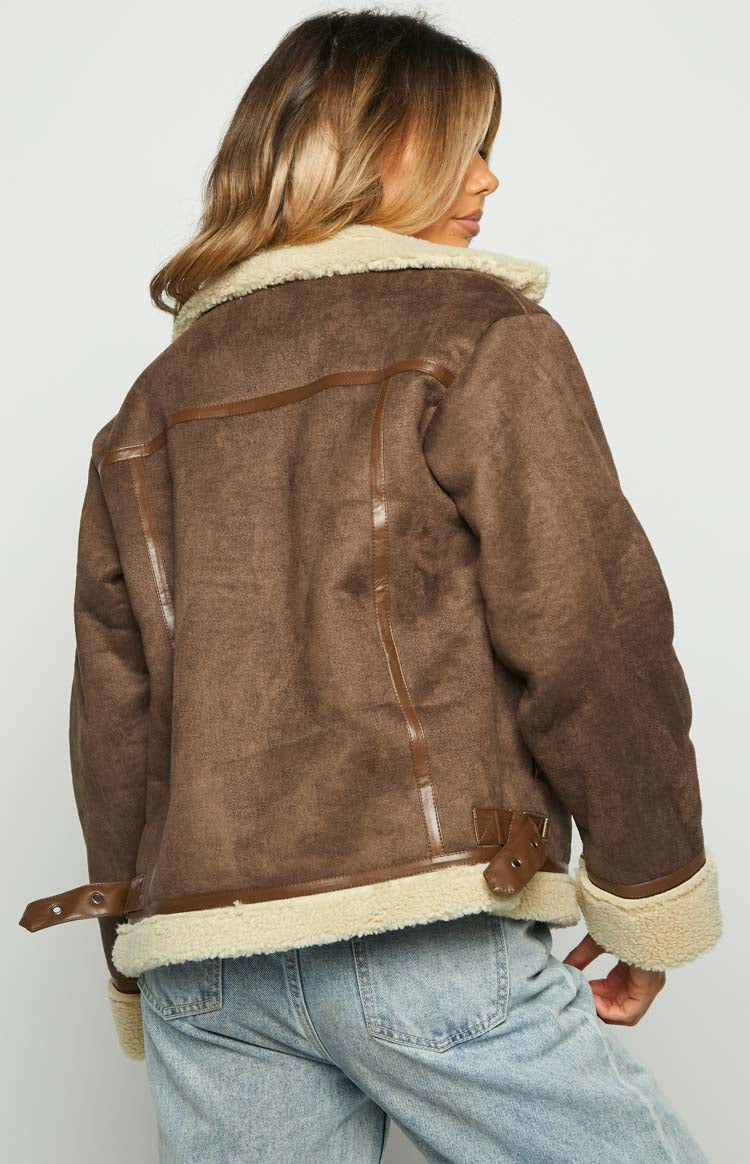 Aviator Brown Sherpa Jacket — 6