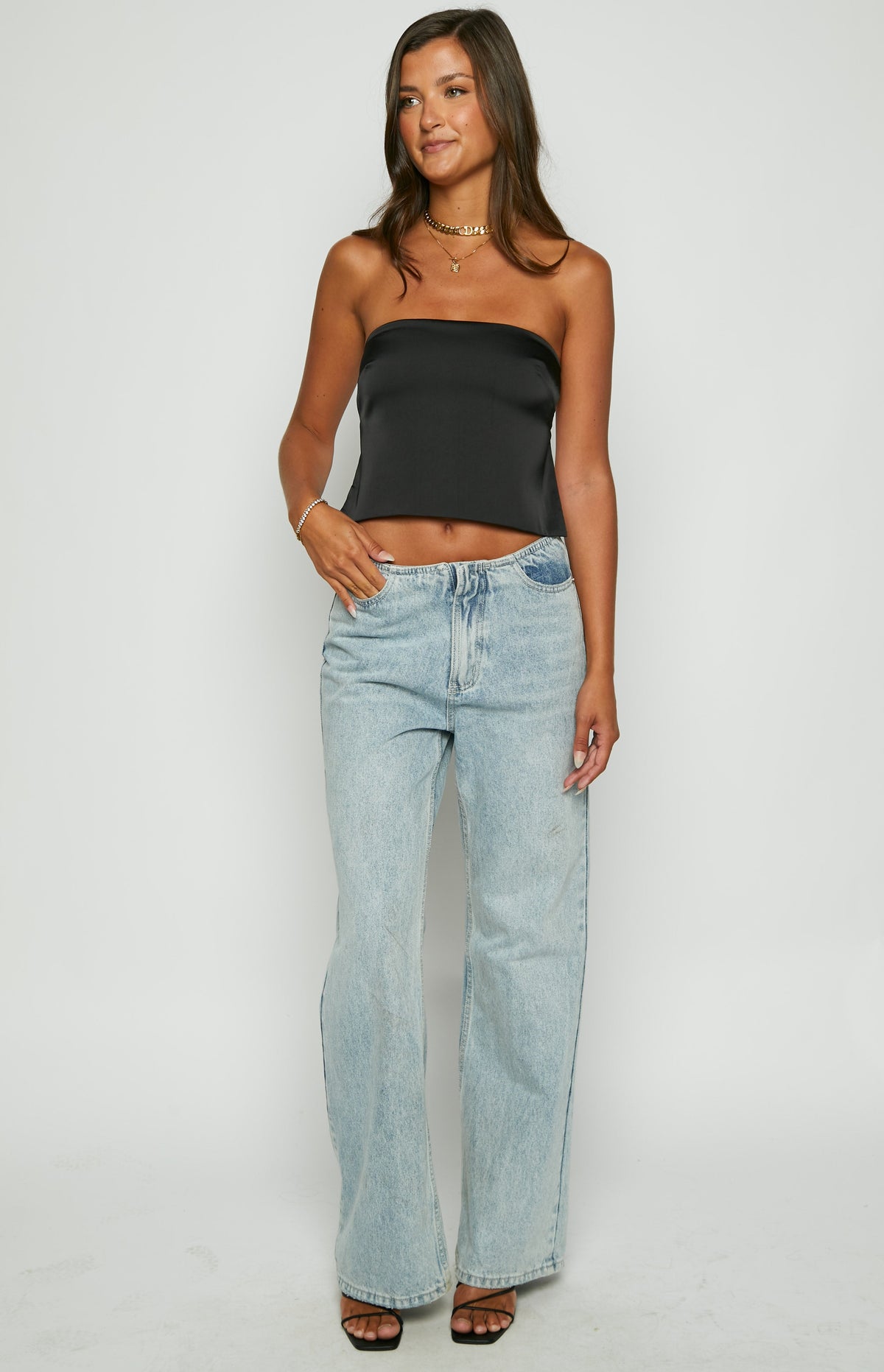Ibiza Black Satin Strapless Top — 3