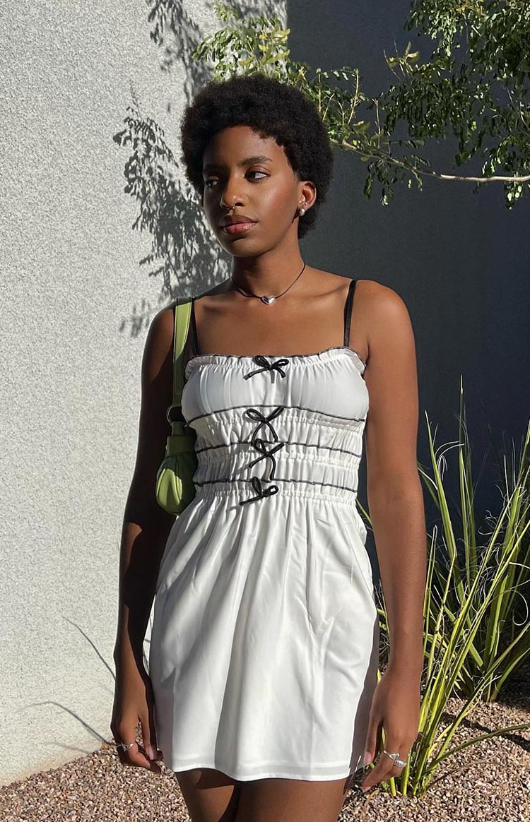 It Girl White Bow Mini Dress — 6
