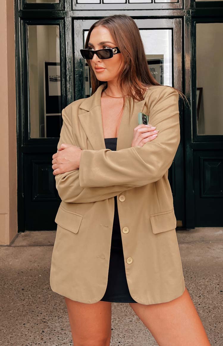 Logan Tan Oversized Blazer — 1