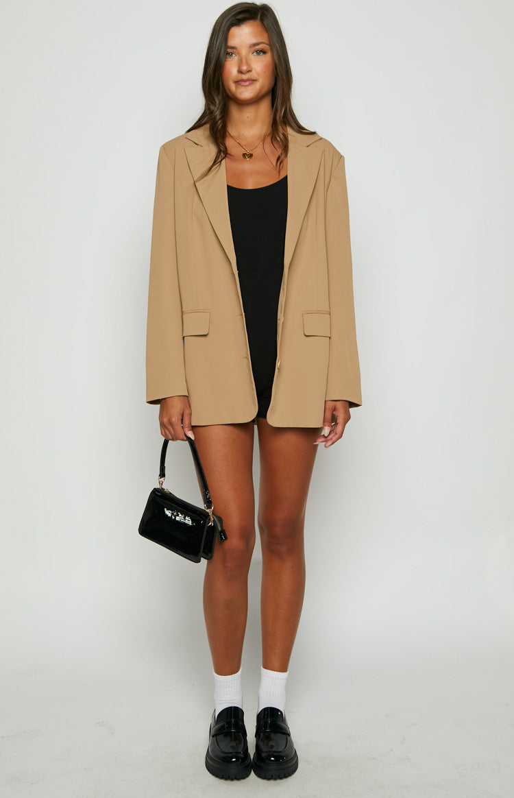 Logan Tan Oversized Blazer — 2