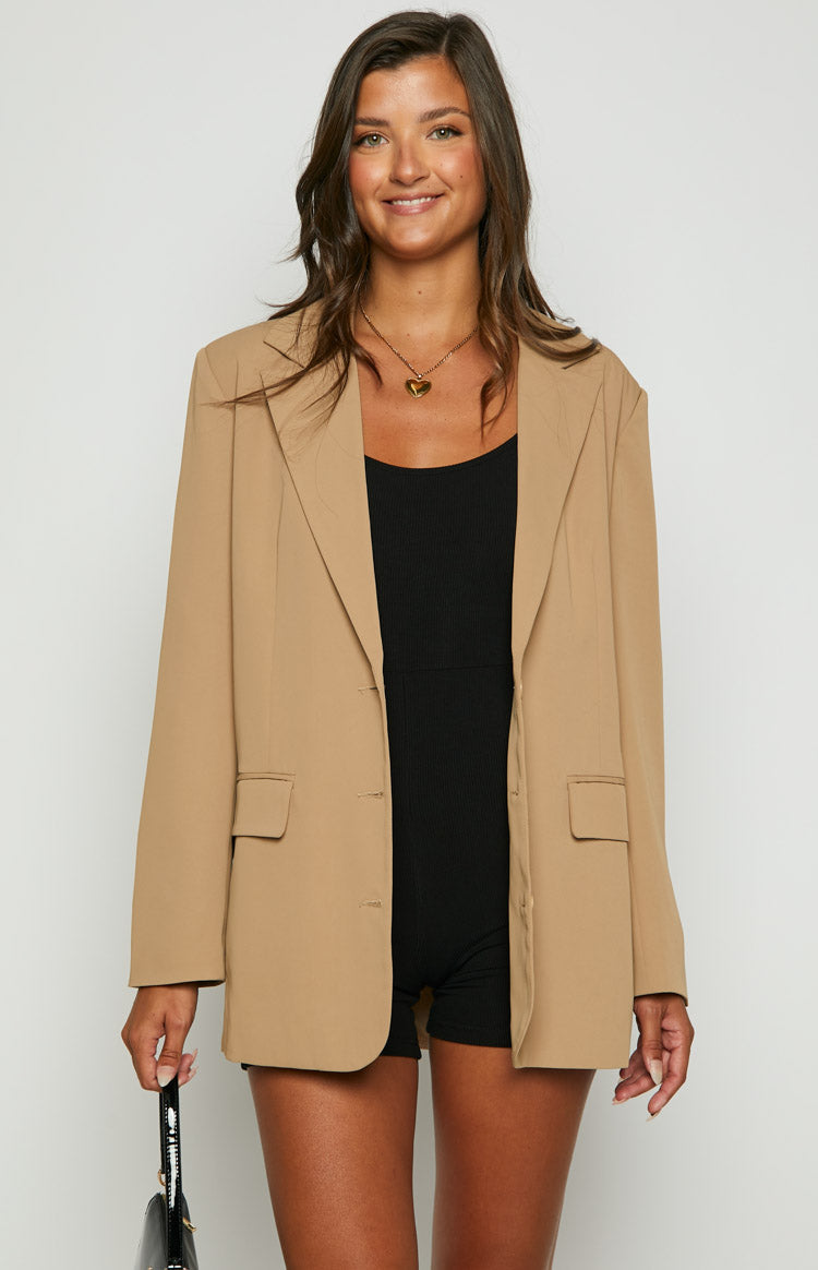 Logan Tan Oversized Blazer — 3