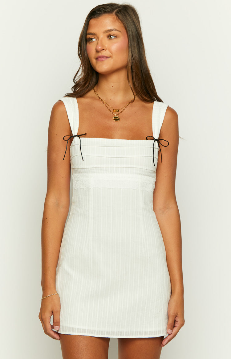 Taylor White Tie Back Mini Dress — 32