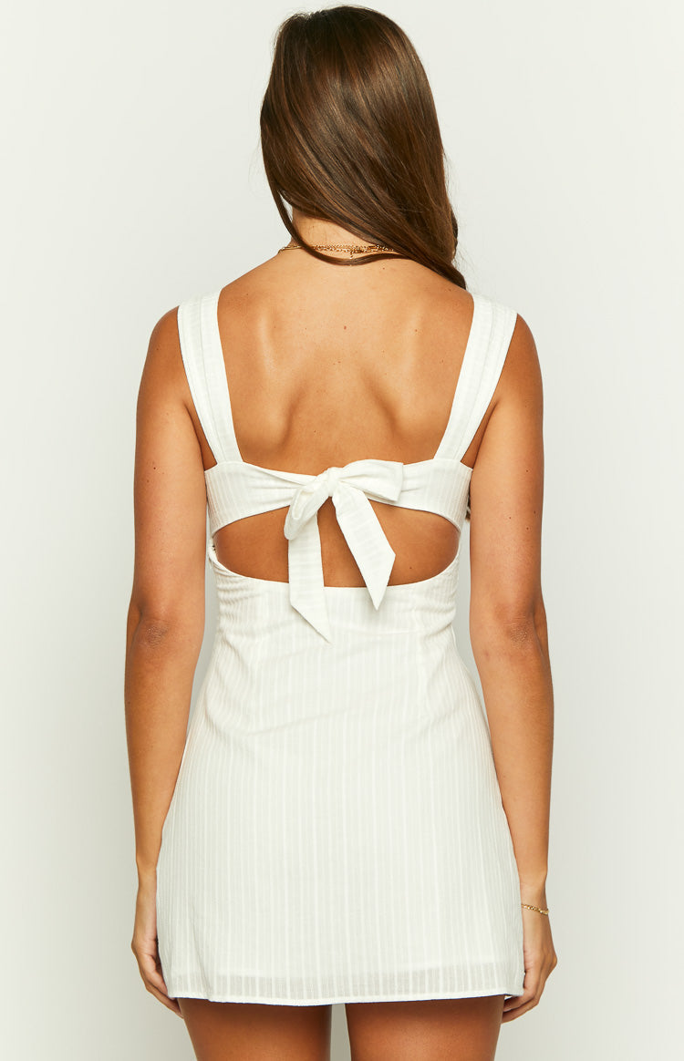 Taylor White Tie Back Mini Dress — 34