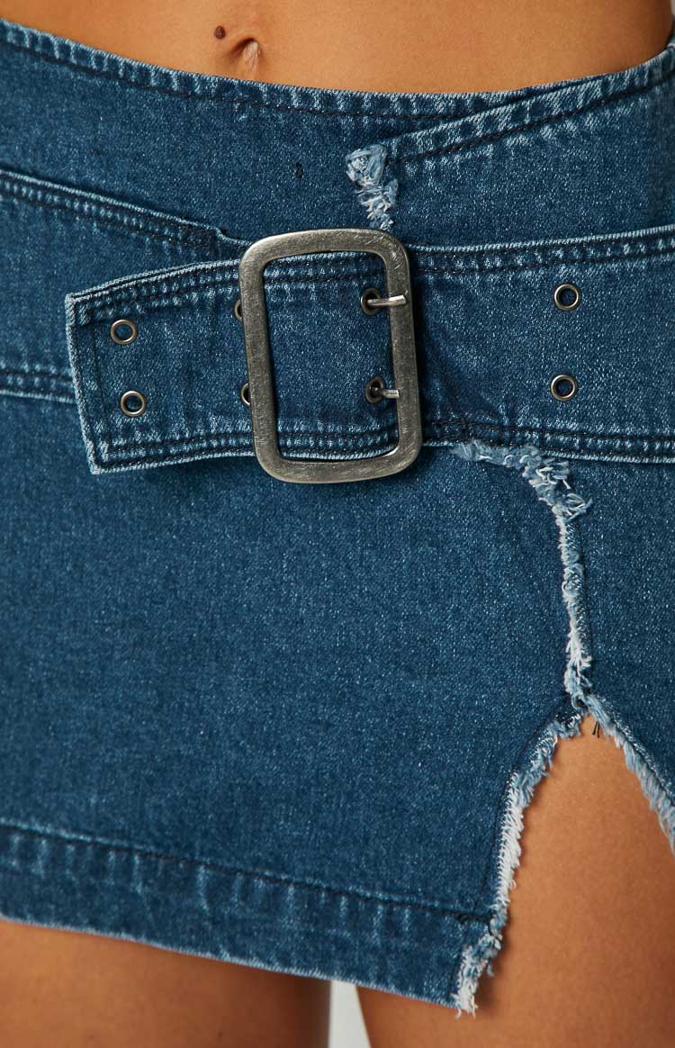 Elouise Buckle Denim Mini Skirt — 6