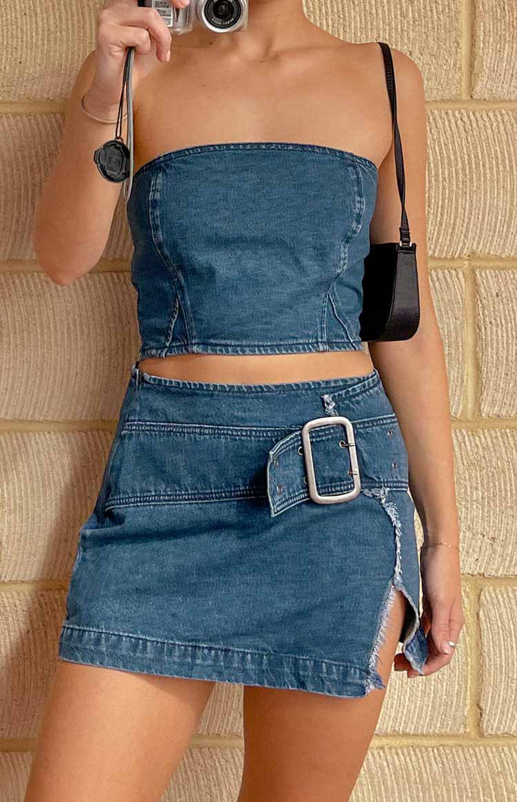 Elouise Buckle Denim Mini Skirt — 7