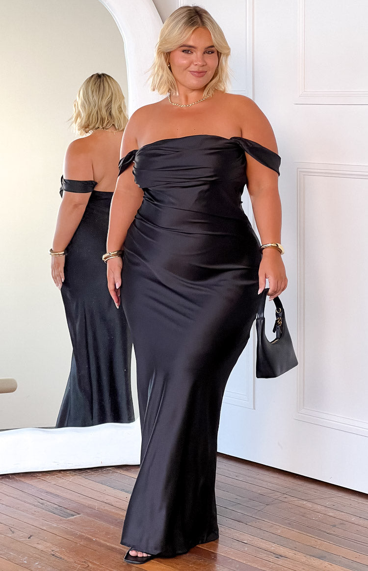 Ella Black Off Shoulder Formal Maxi Dress — 11