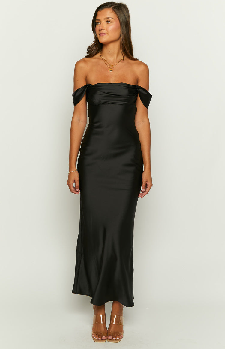 Ella Black Off Shoulder Formal Maxi Dress — 2