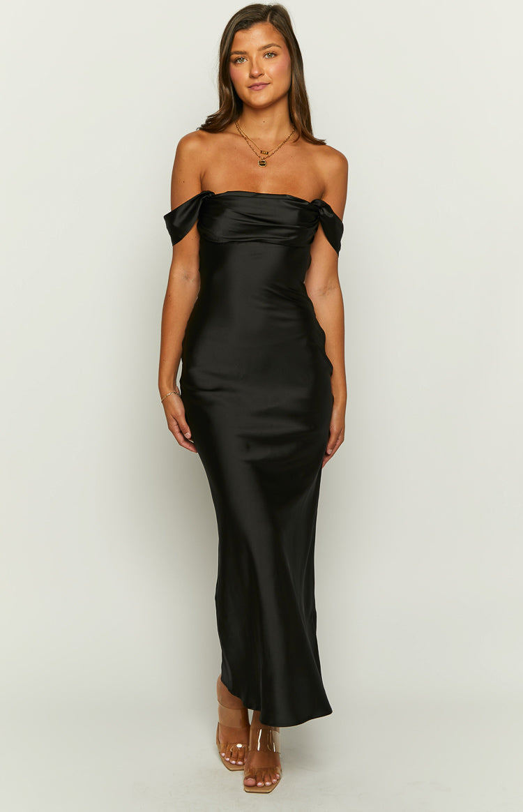 Ella Black Off Shoulder Formal Maxi Dress — 3