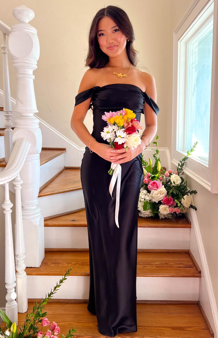 Ella Black Off Shoulder Formal Maxi Dress — 9