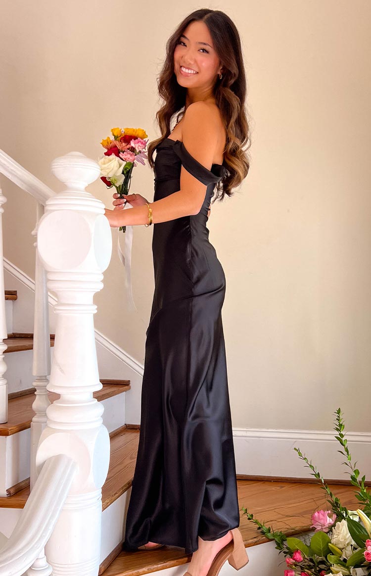 Ella Black Off Shoulder Formal Maxi Dress — 8