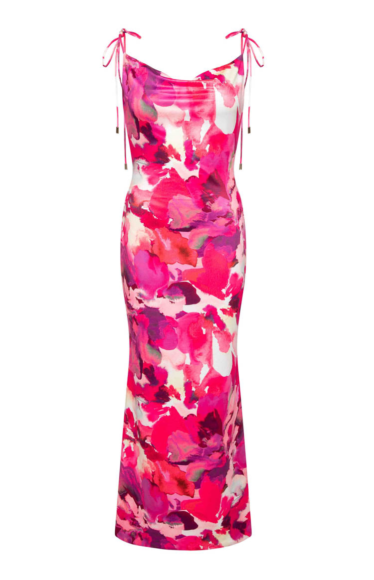 Selena Pink Print Maxi Dress — 4