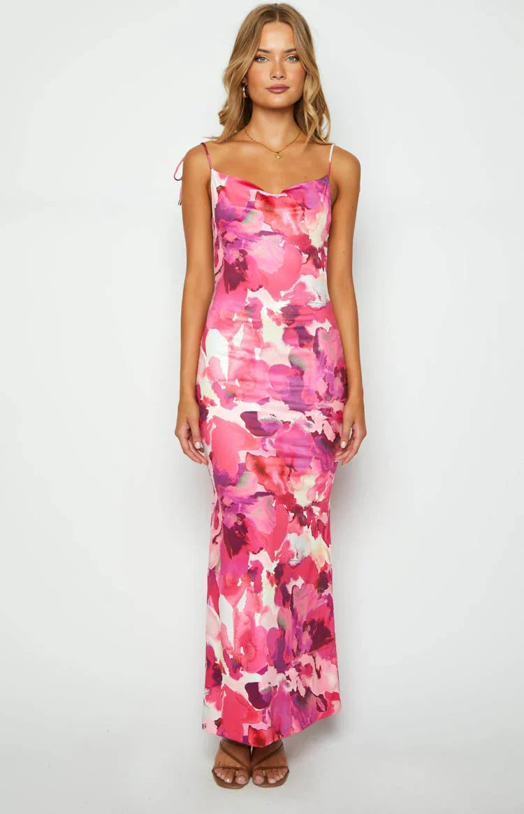 Selena Pink Print Maxi Dress — 11
