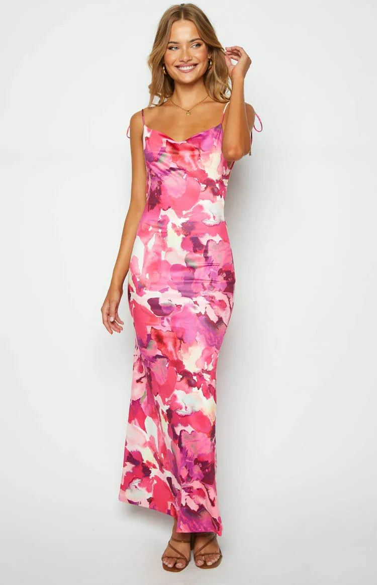 Selena Pink Print Maxi Dress — 12