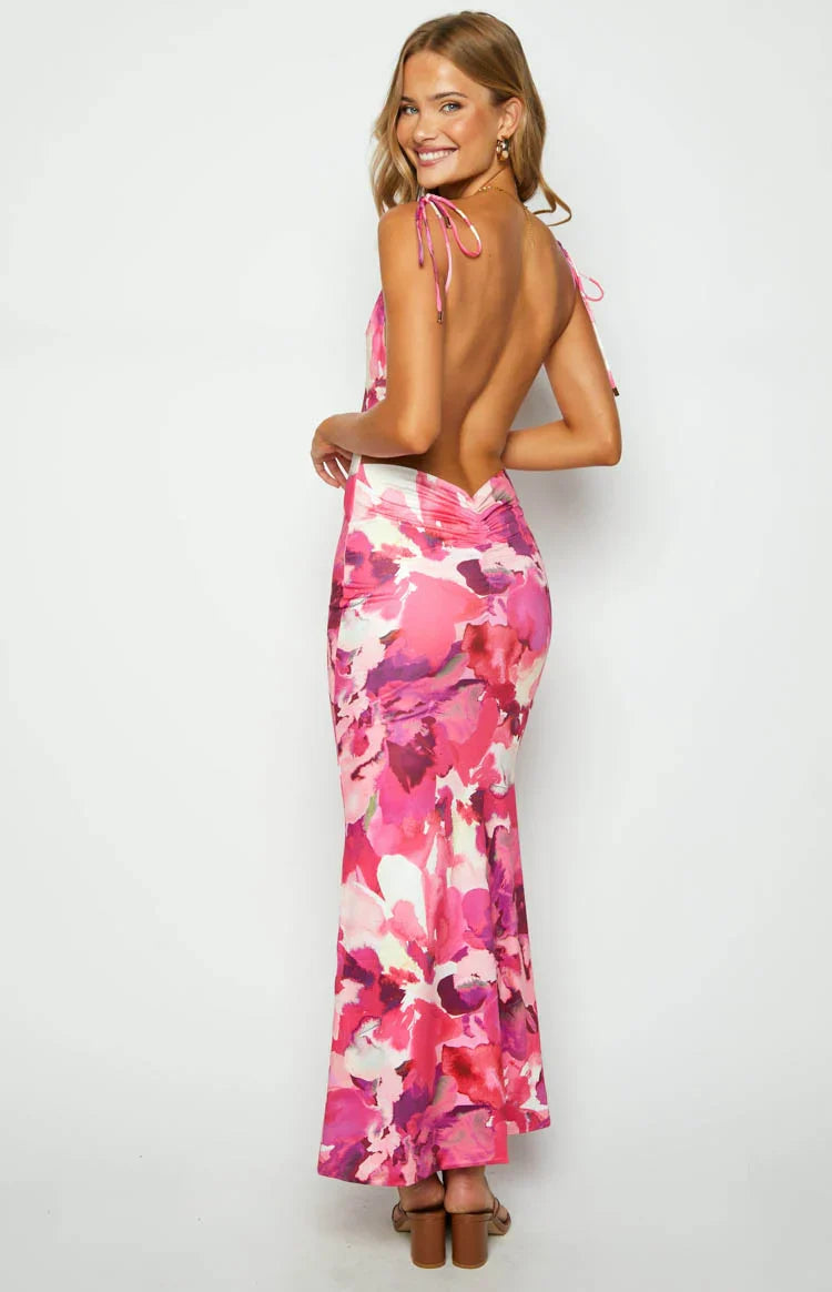 Selena Pink Print Maxi Dress — 14