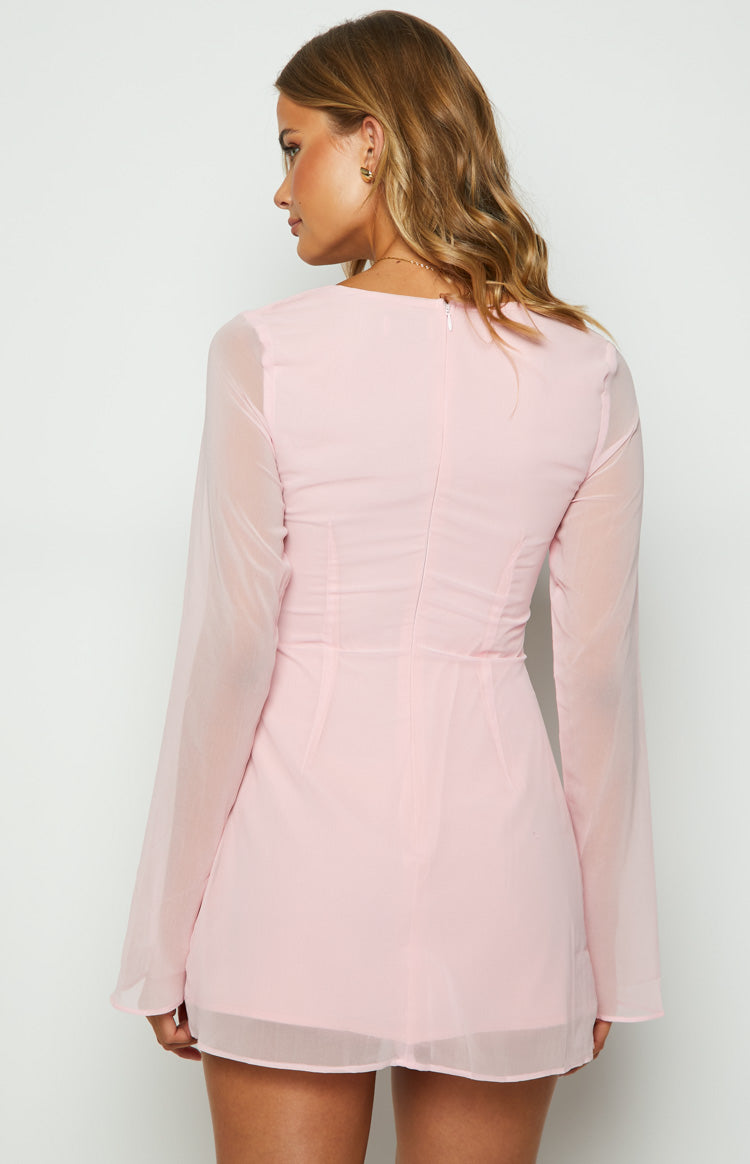 Lucy Baby Pink Long Sleeve Mini Dress — 5