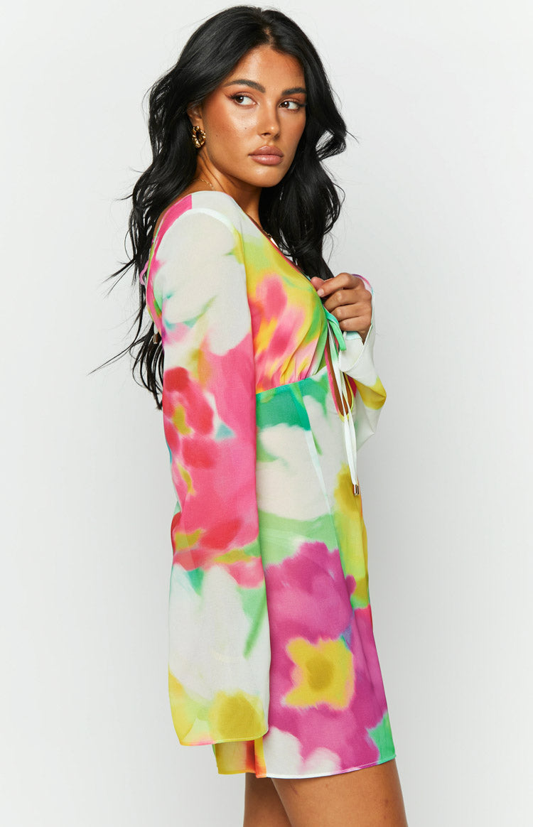Vienna Floral Print Long Sleeve Mini Dress — 4