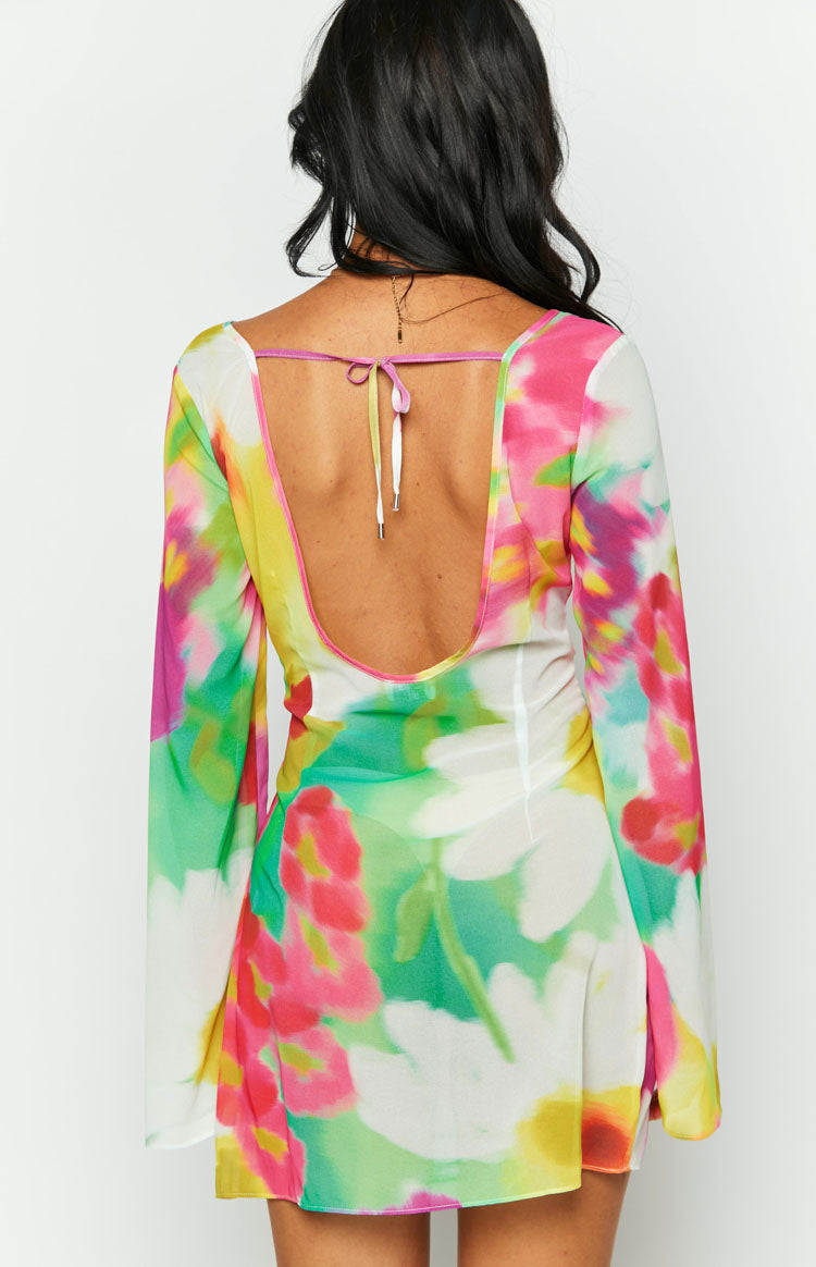 Vienna Floral Print Long Sleeve Mini Dress — 6