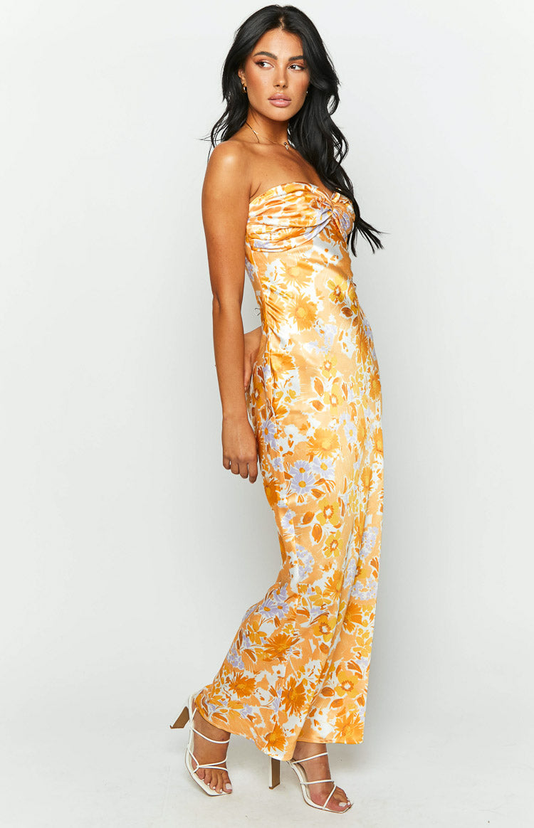 Ashley Orange Floral Formal Maxi Dress — 4