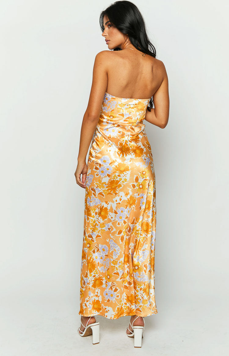 Ashley Orange Floral Formal Maxi Dress — 5